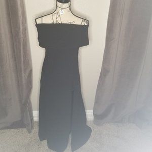 NWT- Black Strapless Maxi With Side Split